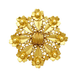 Miriam Haskell Gold Die-Stamped Floral Motif Brooch - Somptuaire