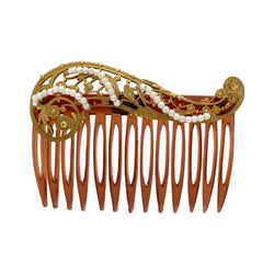 Miriam Haskell Gold Filigree Scroll Hair Comb - Somptuaire