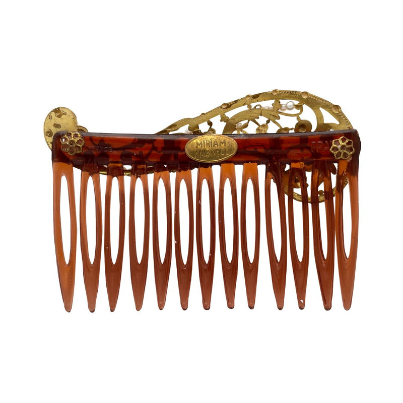 Miriam Haskell Gold Filigree Scroll Hair Comb - Somptuaire