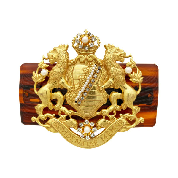 Miriam Haskell Gold Royal Crest Barrette - Somptuaire