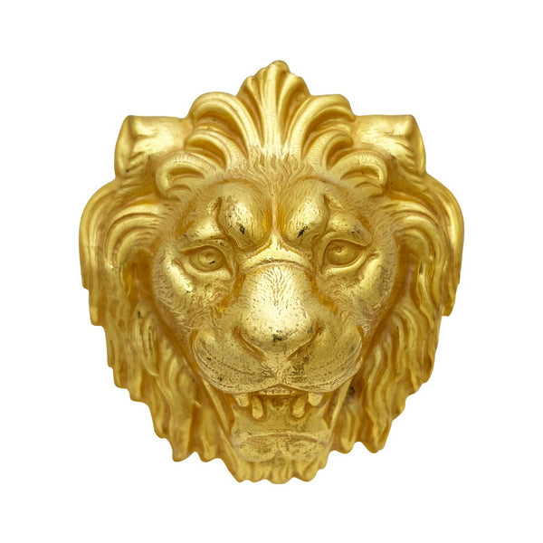 Miriam Haskell Gold Stamped Lion Head Brooch - Somptuaire